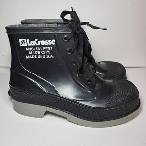 LaCrosse Waterproof Rubber Steel Toe Black Work Boots Men's Size 6 ANSI Z41 PT99